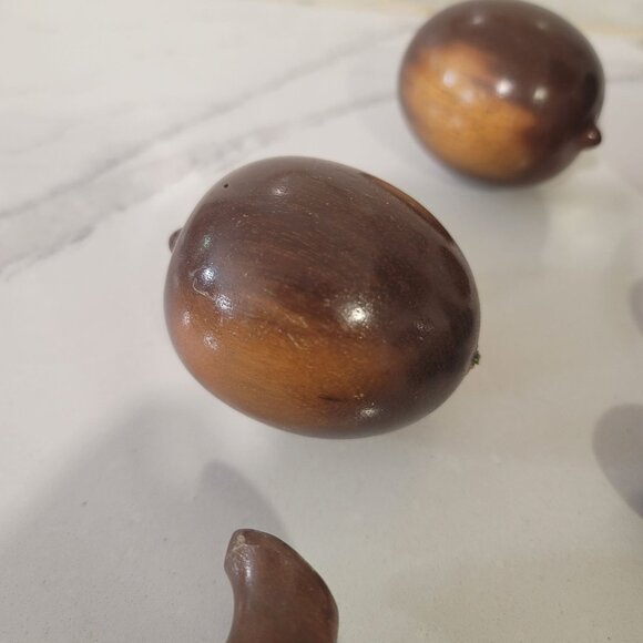 Vintage Hand-Carved Wooden Fruit Set - Banana Grapes Pear Apple - Picture 9 of 13